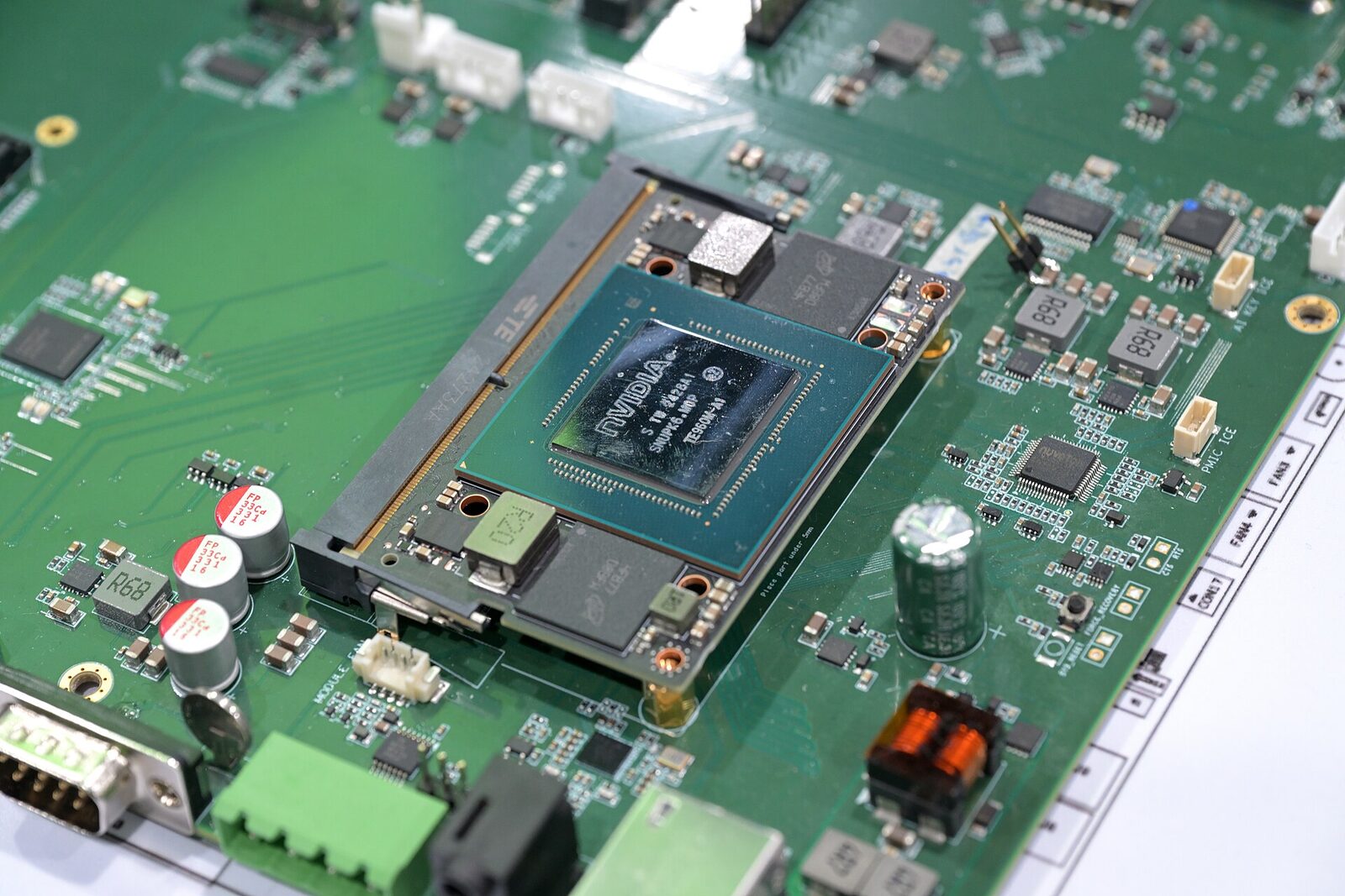 An NVIDIA module on an edge-computing board